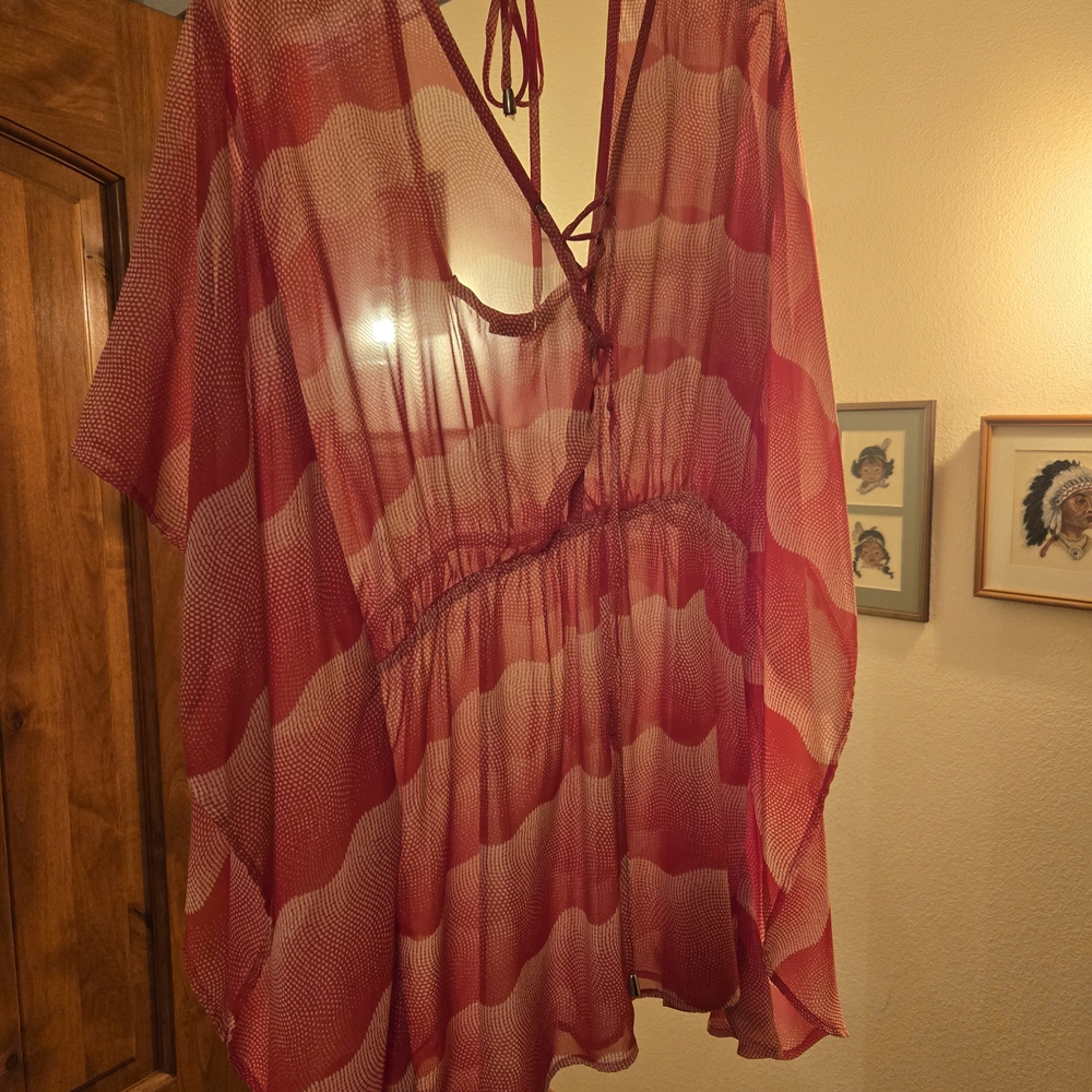 Stylish Red and Cream Women's Blouse